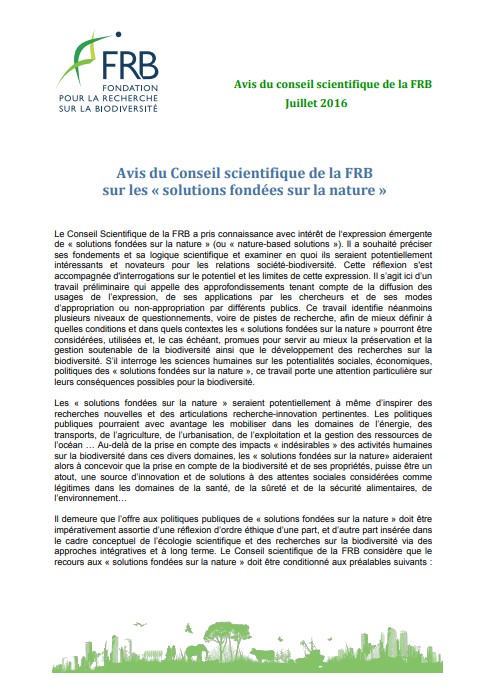 Les solutions fondées sur la nature