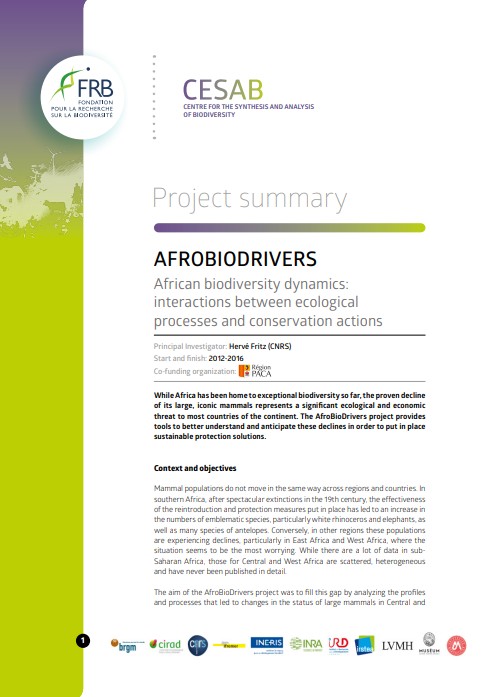 AfroBioDrivers | Dynamique de la biodiversité africaine : interactions entre processus écologiques et actions de conservation