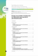 Énergie renouvelable et biodiversité : les implications pour parvenir à une économie verte