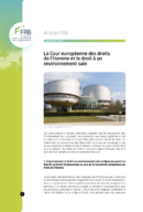 La Cour européenne des droits de l’Homme et le droit à un environnement sain
