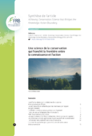 Une science de la conservation qui franchit la frontière entre la connaissance et l’action