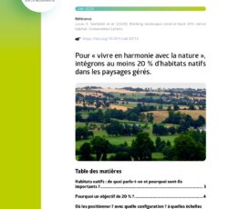 Pour « vivre en harmonie avec la nature », intégrons au moins 20 % d’habitats natifs dans les paysages gérés
