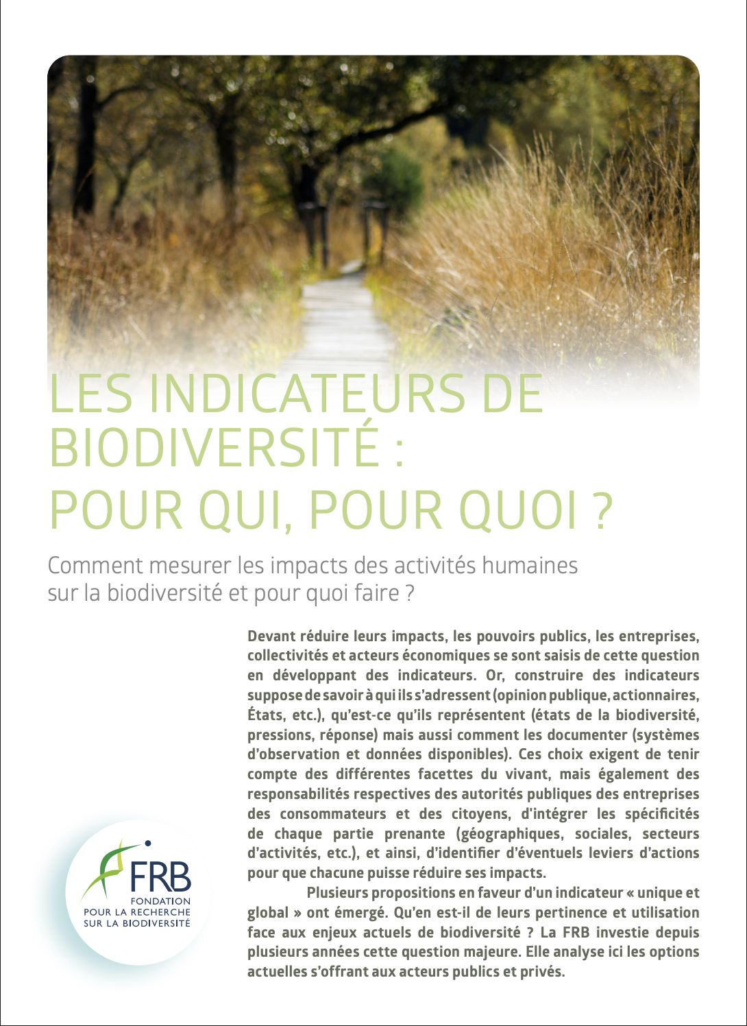 Les indicateurs de biodiversité : pour qui, pour quoi ?