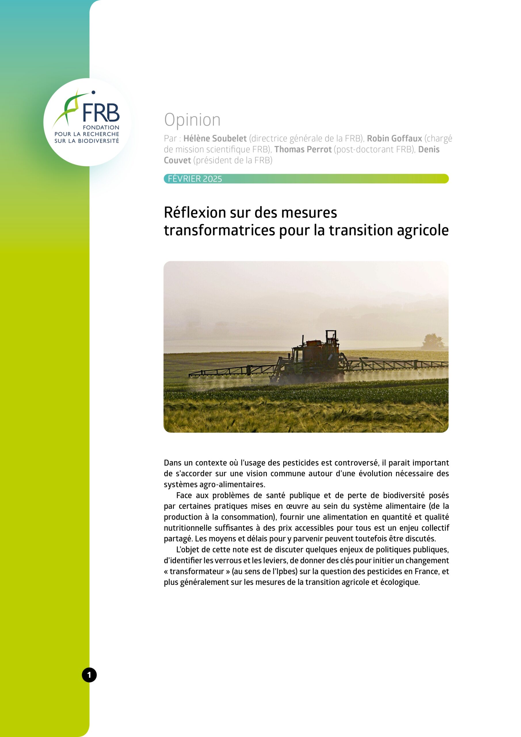 Réflexion sur des mesures transformatrices pour la transition agricole